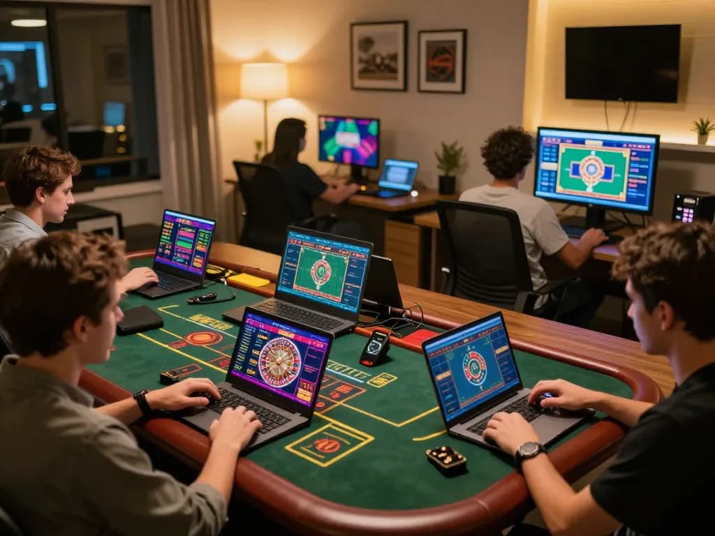 Players engaging in live dealer roulette using sunwinapk in a cozy home gaming setup.
