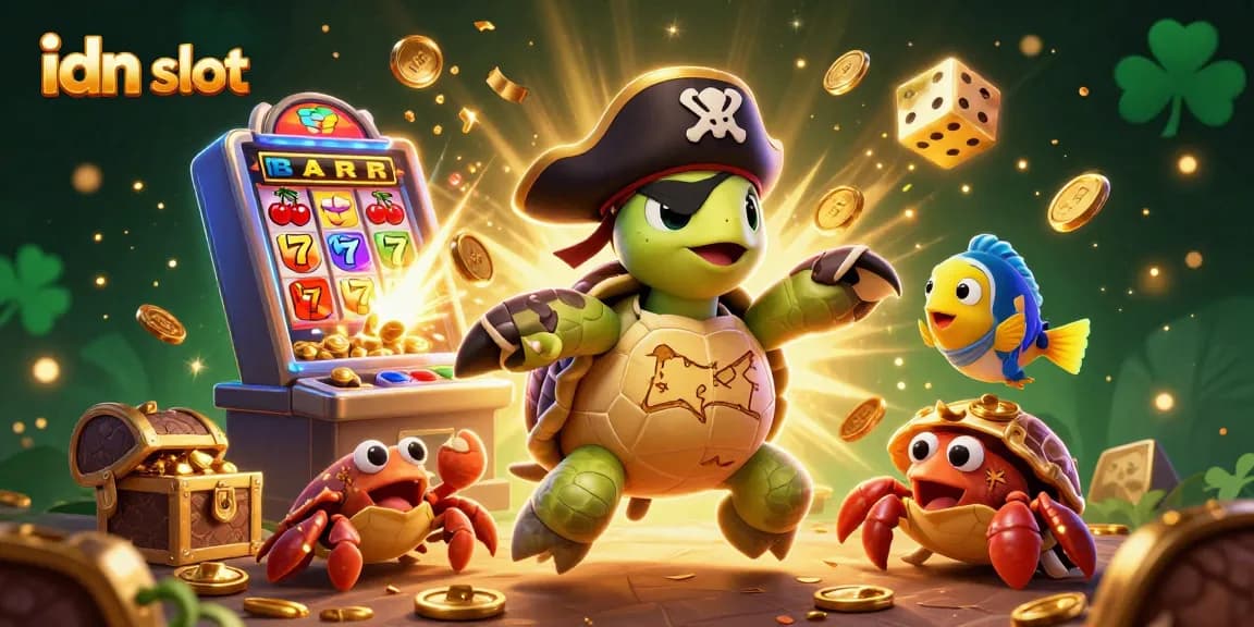 Engage in thrilling action with idn slot as the pirate turtle, hermit crab, and parrotfish discover riches.