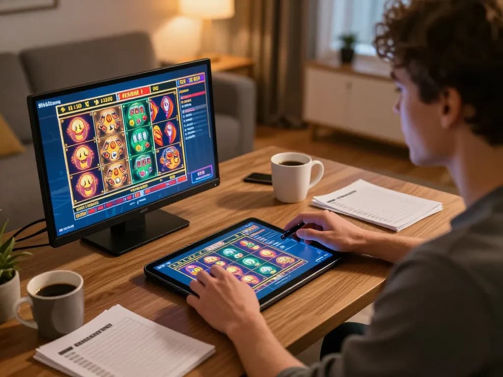 Engaged player exploring lista casino online non aams on mobile device in cozy home environment.