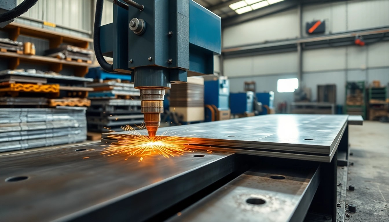 Precision plate cutting in action showcasing advanced CNC machines creating clean cuts.
