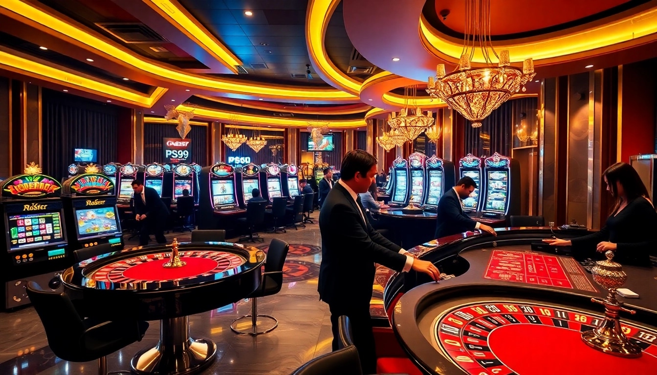 Play thrilling games at PS99 casino with vibrant roulette and slot machines.