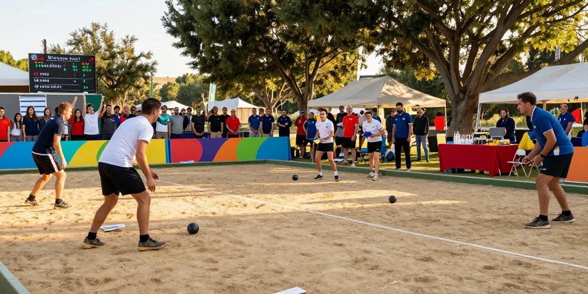 Aktivitas olahraga petanque di fopikotapalu.org dengan turnamen di alam terbuka yang meriah.