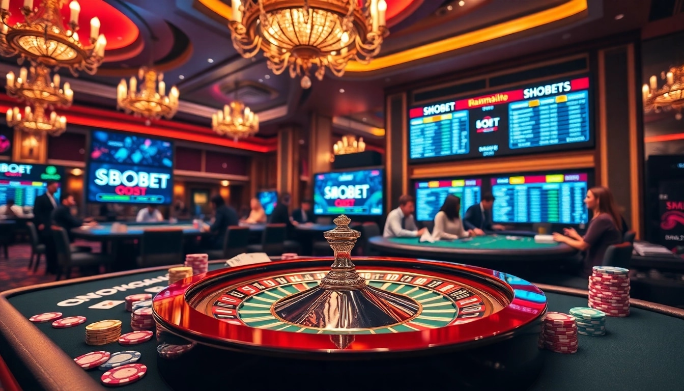 Experience thrilling sbobet betting with colorful chips and live roulette action.