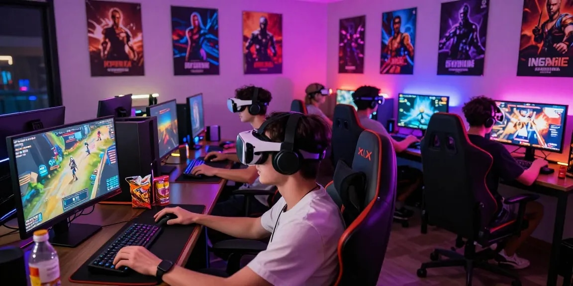Engaged players enjoying xxx games in a dynamic gaming room setting.