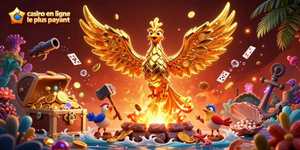 Découvrez les éléments du casino en ligne le plus payant, avec un phoenix doré et une abondance de pièces d'or.