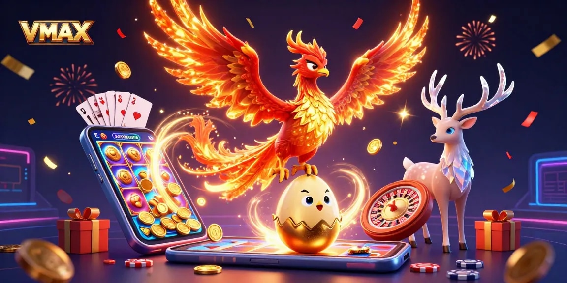 Spin and win with VMAX at an engaging online casino with vibrant characters and games.