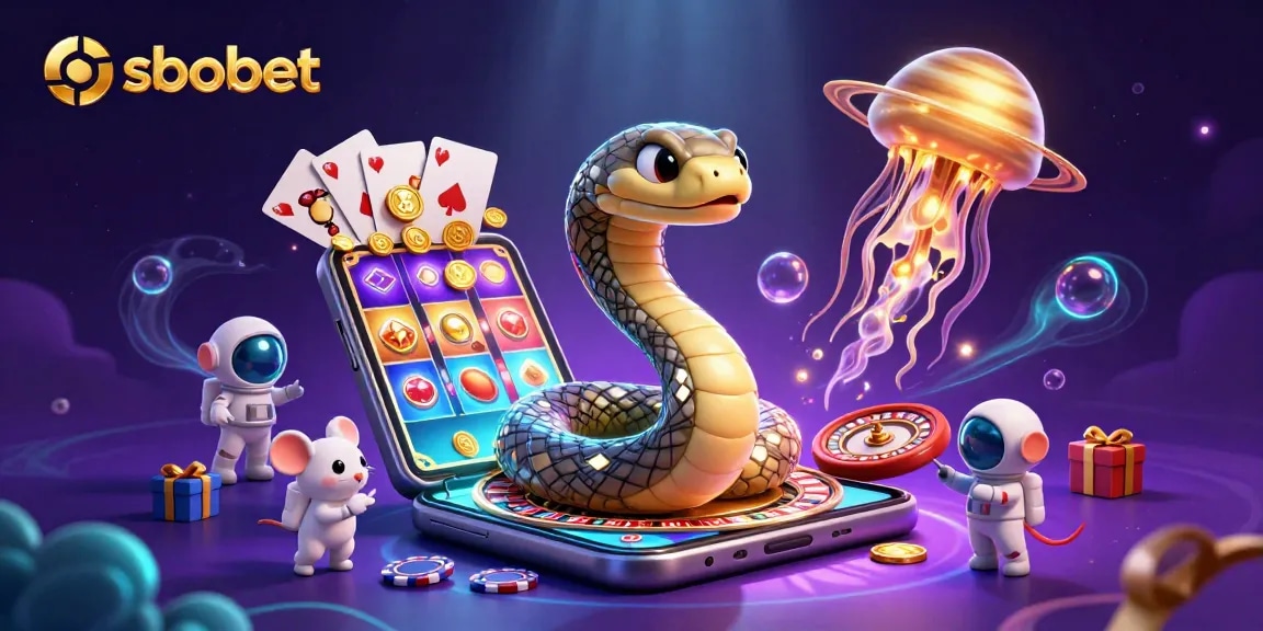 Experience sbobet betting action with a dynamic 3D illustration featuring cartoon characters and casino elements.