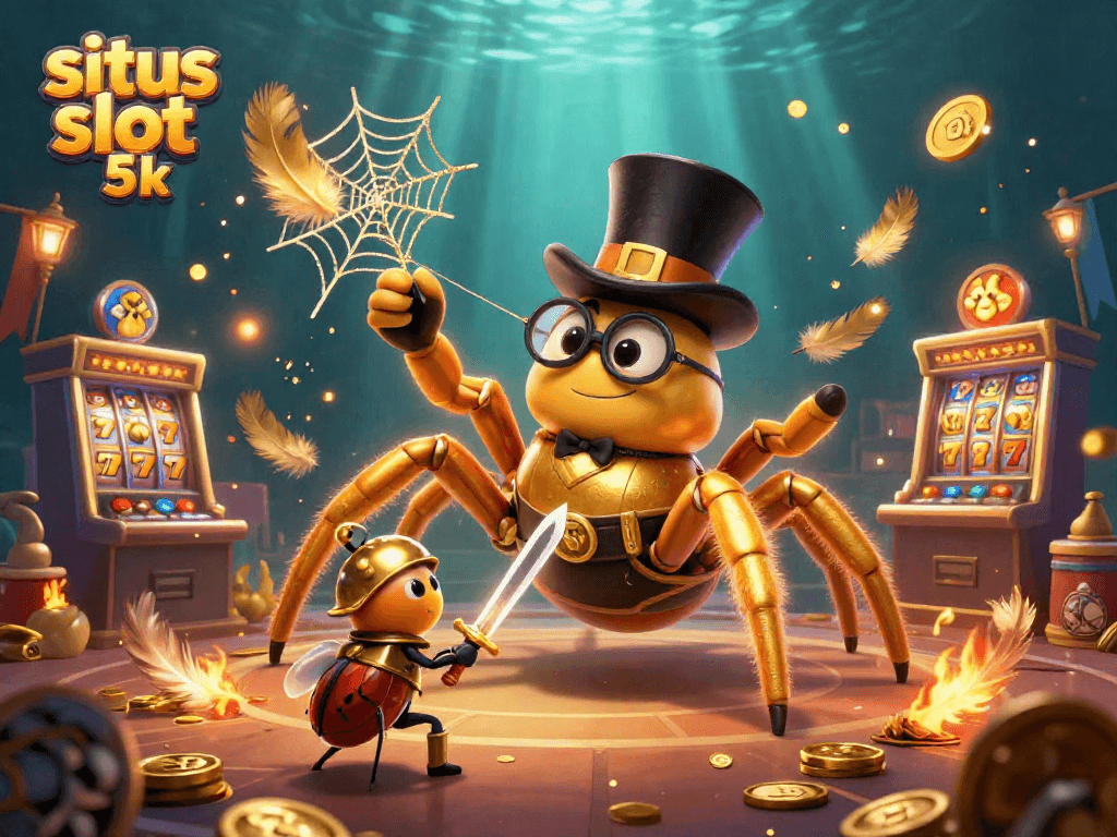 Engage with situs slot 5k and explore this vibrant casino-themed 3D illustration full of action.