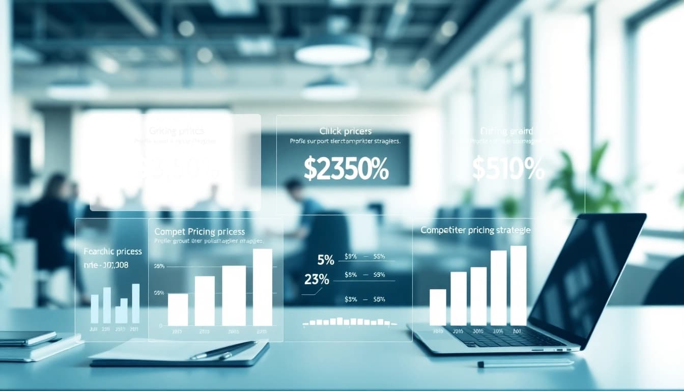 Analyze competitive pricing models effectively depicted in a modern workspace infographic.