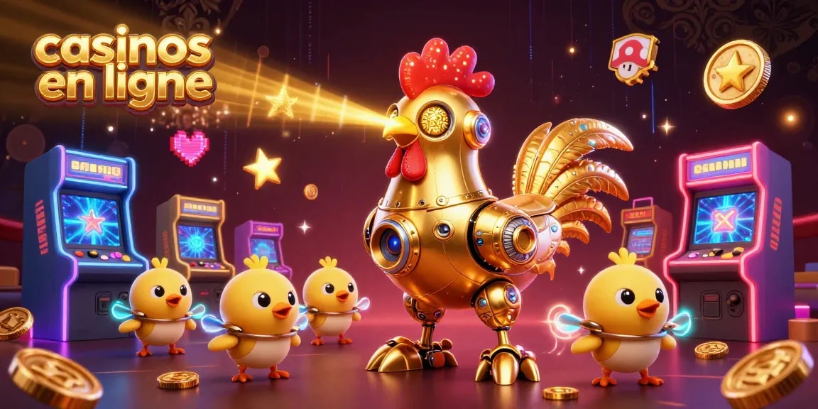 Profitez des casinos en ligne avec une illustration animée captivante associée à des jeux colorés.
