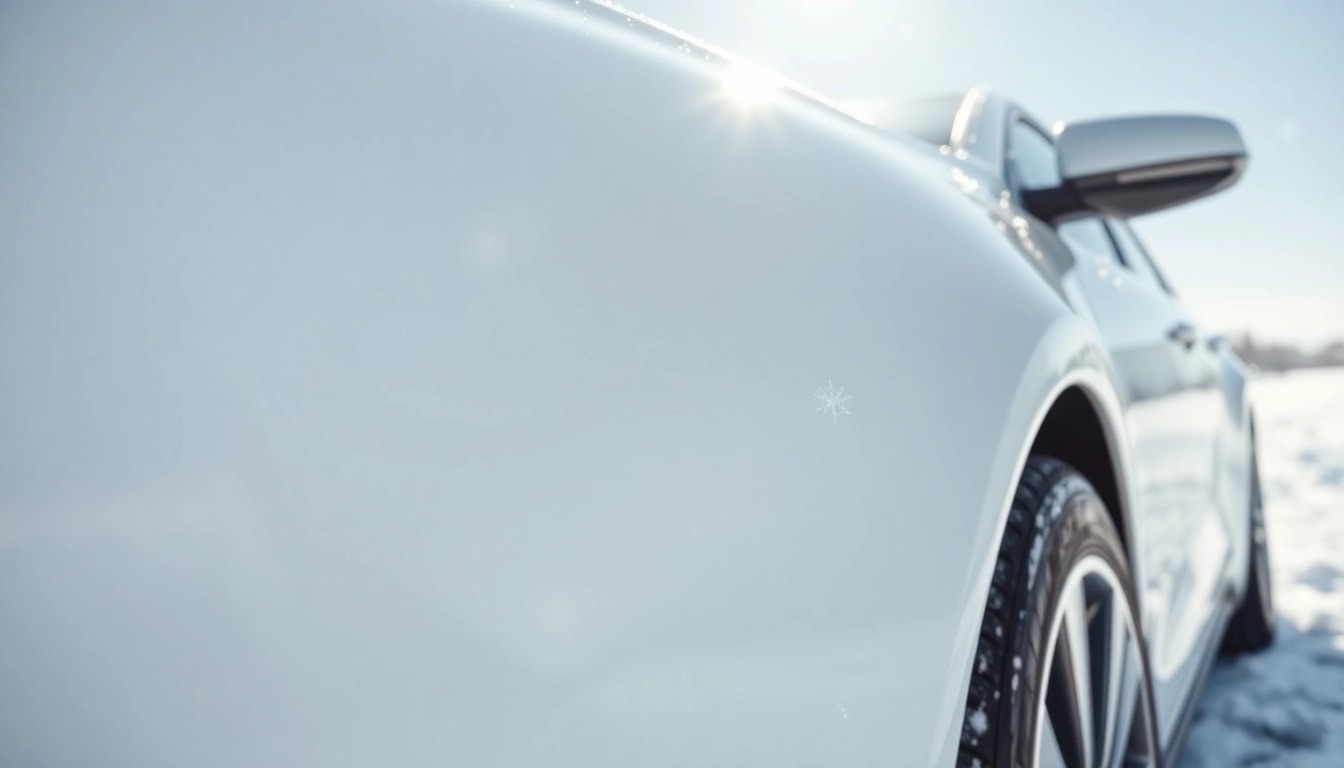 PPF winter road salt protection shields vehicle against winter damage in snowy environment.