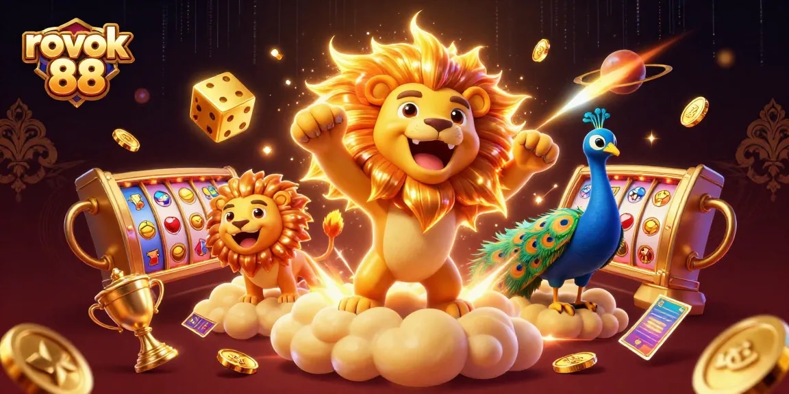 Engage with the excitement of rokok 88 while winning at illustrated casino slots in a vibrant 3D scene.
