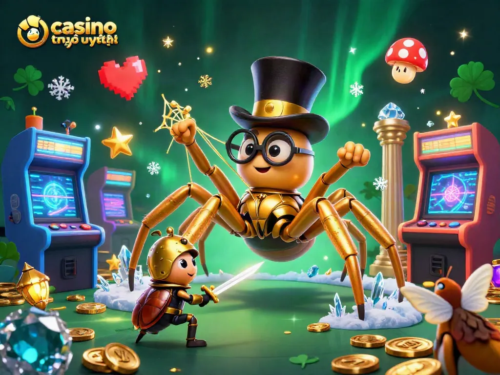 Khám phá casino trực tuyến uy tín nhất với tarantula vàng và hiệp sĩ bọ cạp trong trò chơi.