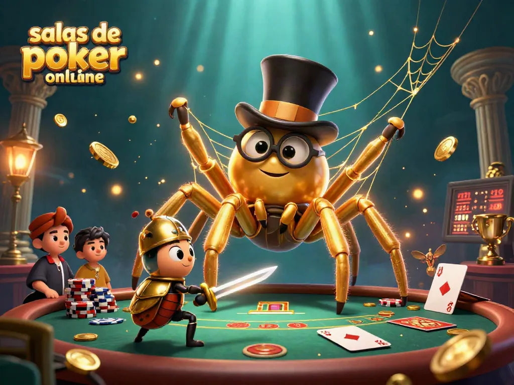 Juego emocionante en salas de póker online España con una tarántula gigante y un caballero bicho.