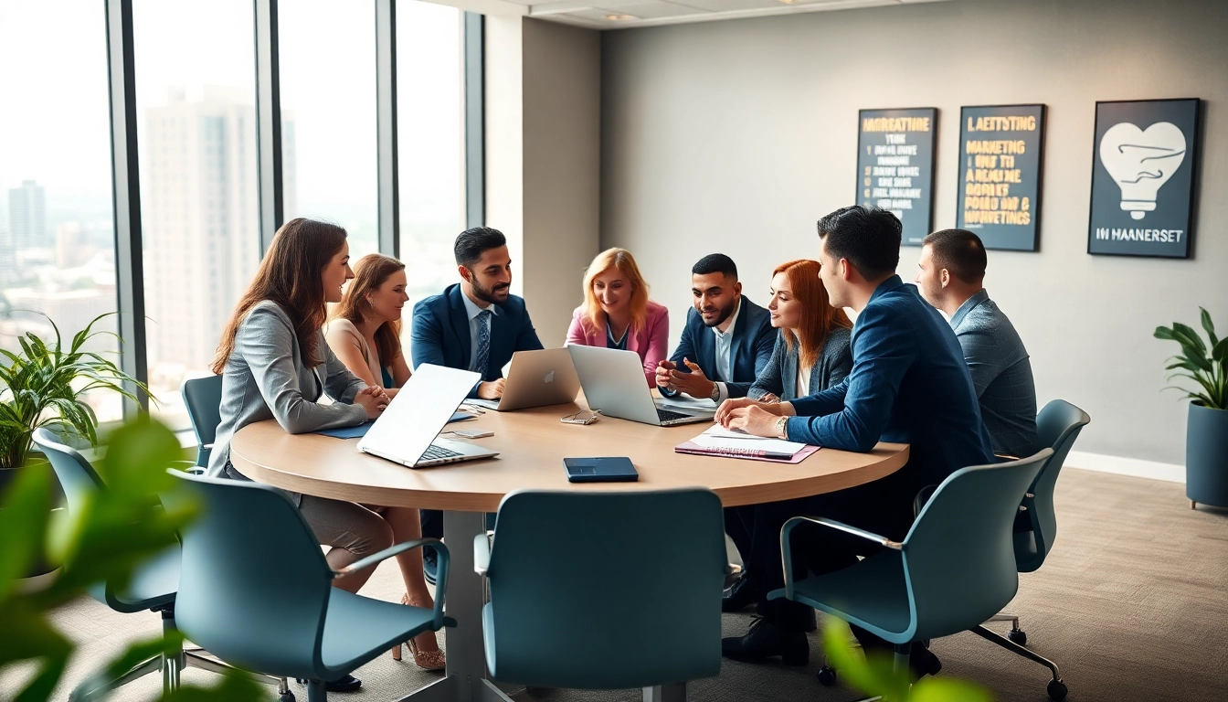 Dynamic social media marketing companies edmonton brainstorming strategy in a modern office.