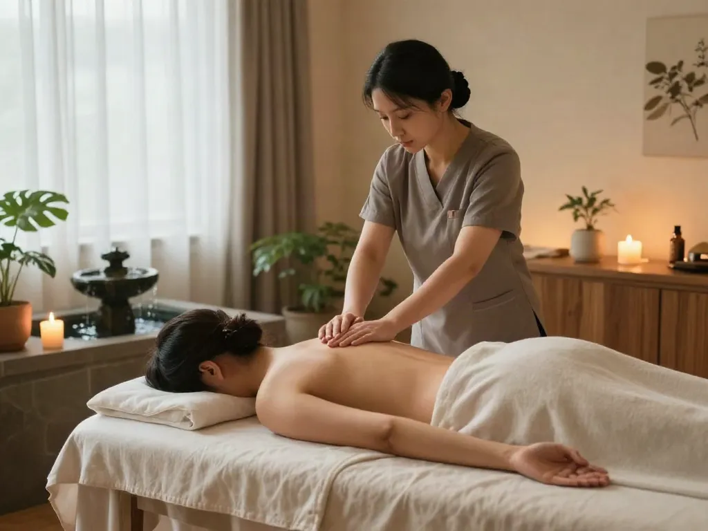 Serene 서대문출장마사지 scene with a professional therapist providing relaxing treatment in a tranquil setting.