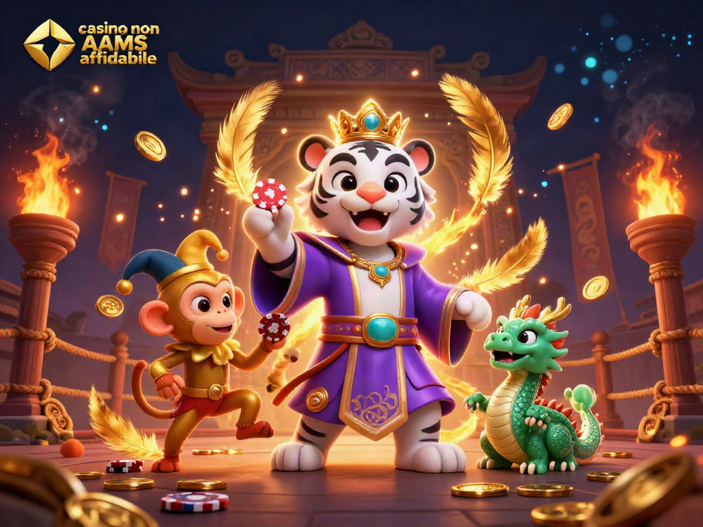 Gioca nei migliori casino non AAMS affidabili con l'immagine di una tigre elegante e un drago di giada che portano ricchezze e divertimento.