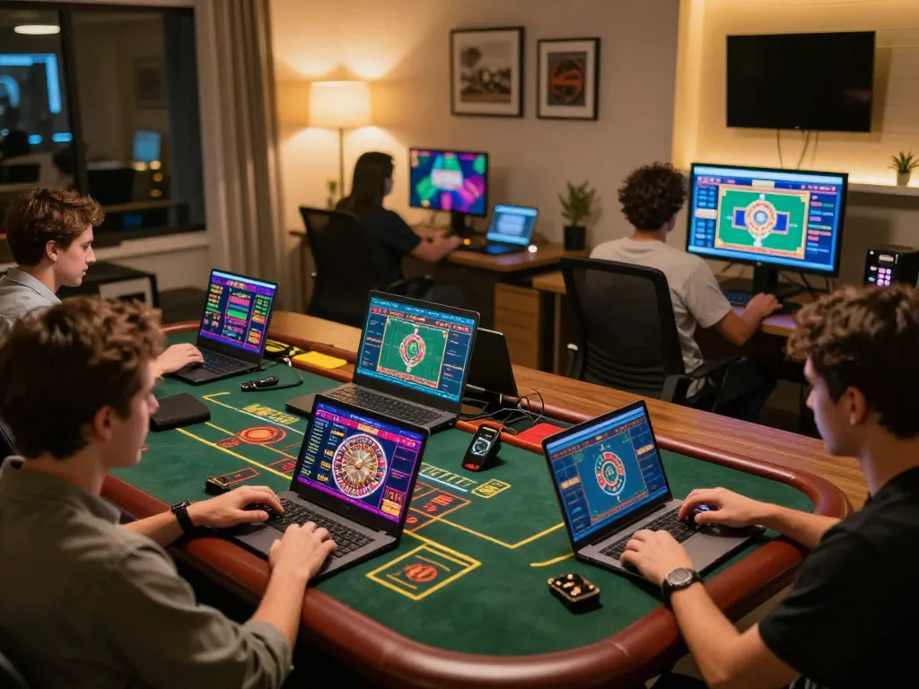 Players engaging in live dealer roulette using sunwinapk in a cozy home gaming setup.