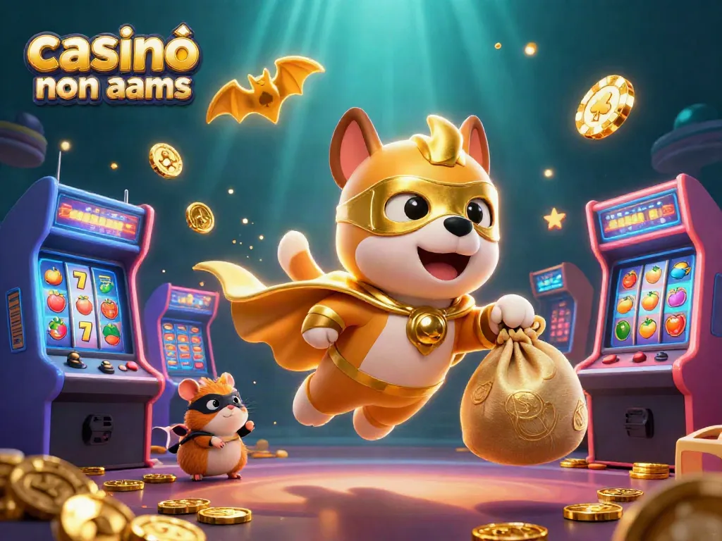Gioca nei casinò online non AAMS con slot e premi d'oro in un'illustrazione vivace.