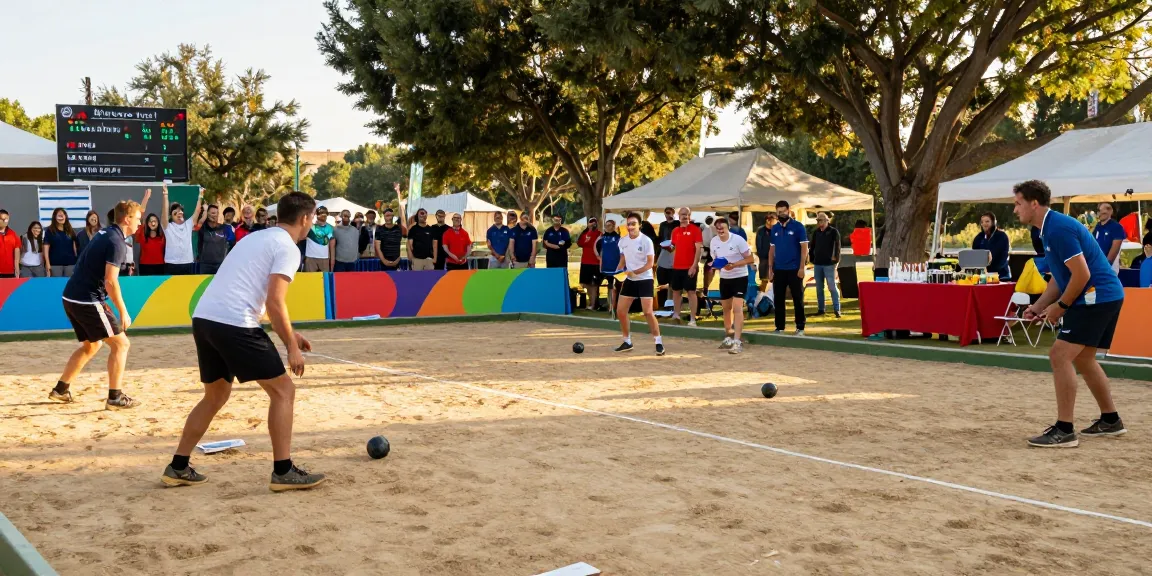 Aktivitas olahraga petanque di fopikotapalu.org dengan turnamen di alam terbuka yang meriah.