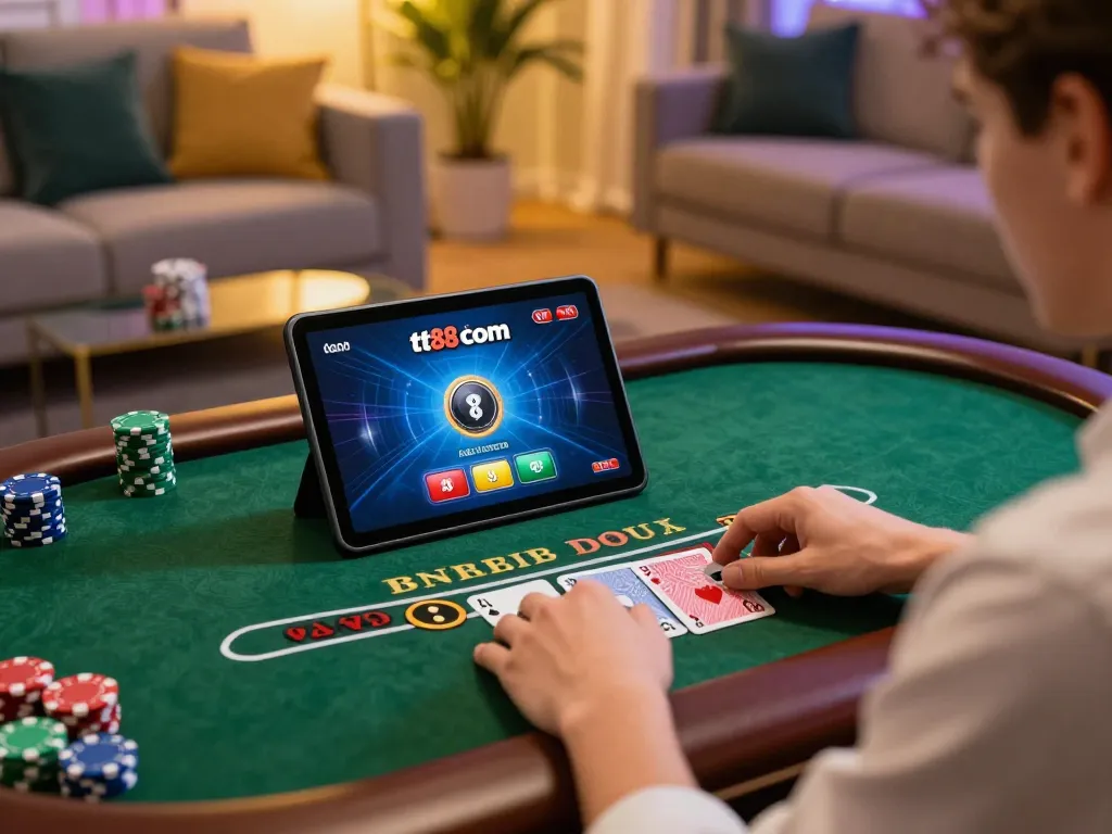Engaging in live dealer blackjack on tt88 com, showcasing an interactive gaming experience.