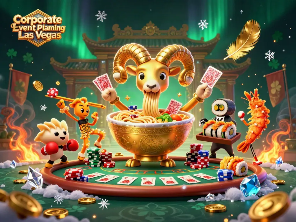 Engage with Corporate Event Planning Las Vegas featuring a vibrant casino illustration showcasing dynamic characters and gambling elements.