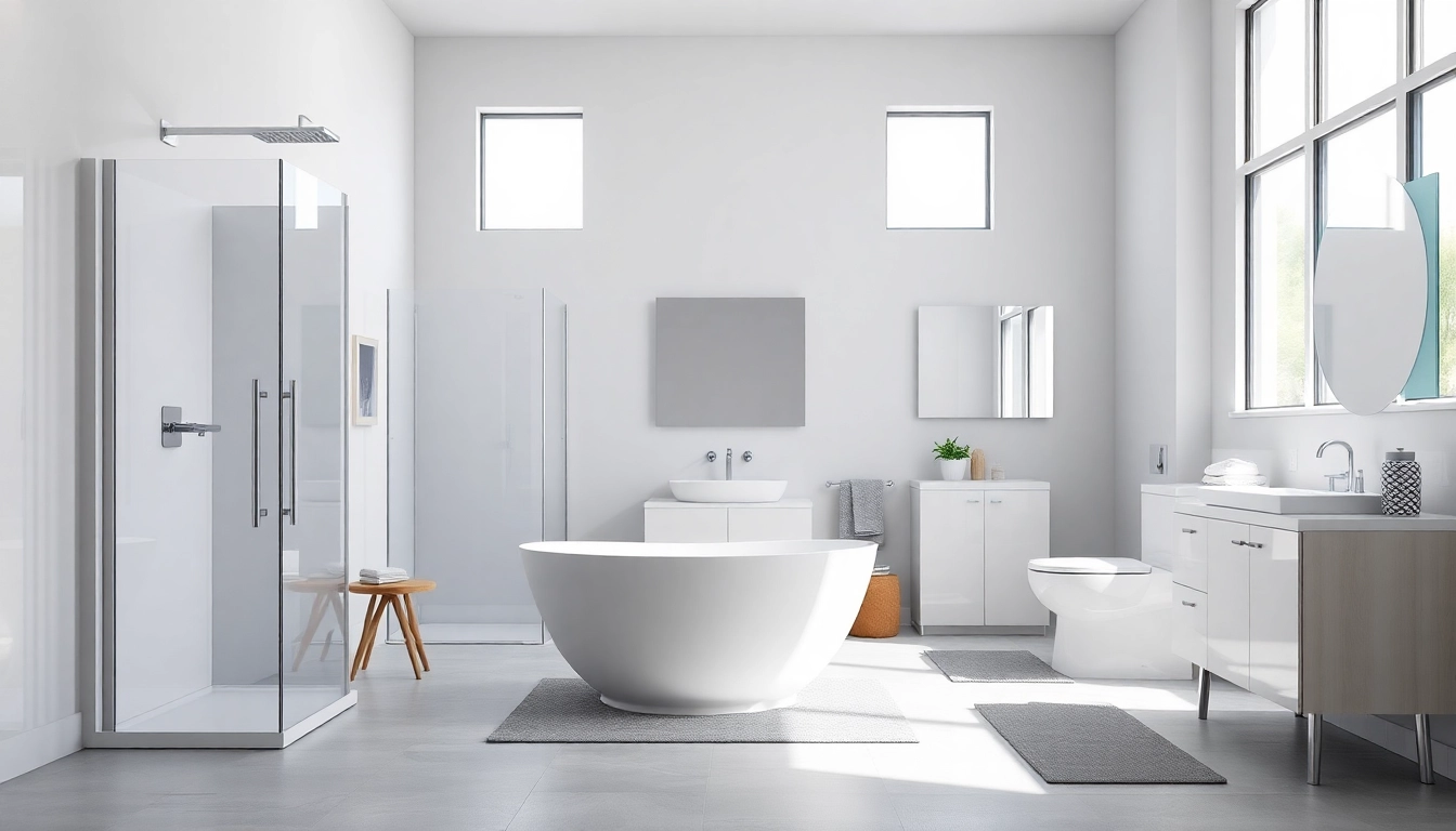 Sonni sanitär GmbH präsentiert hochwertige Badprodukte in einem eleganten Badezimmer-Setting.