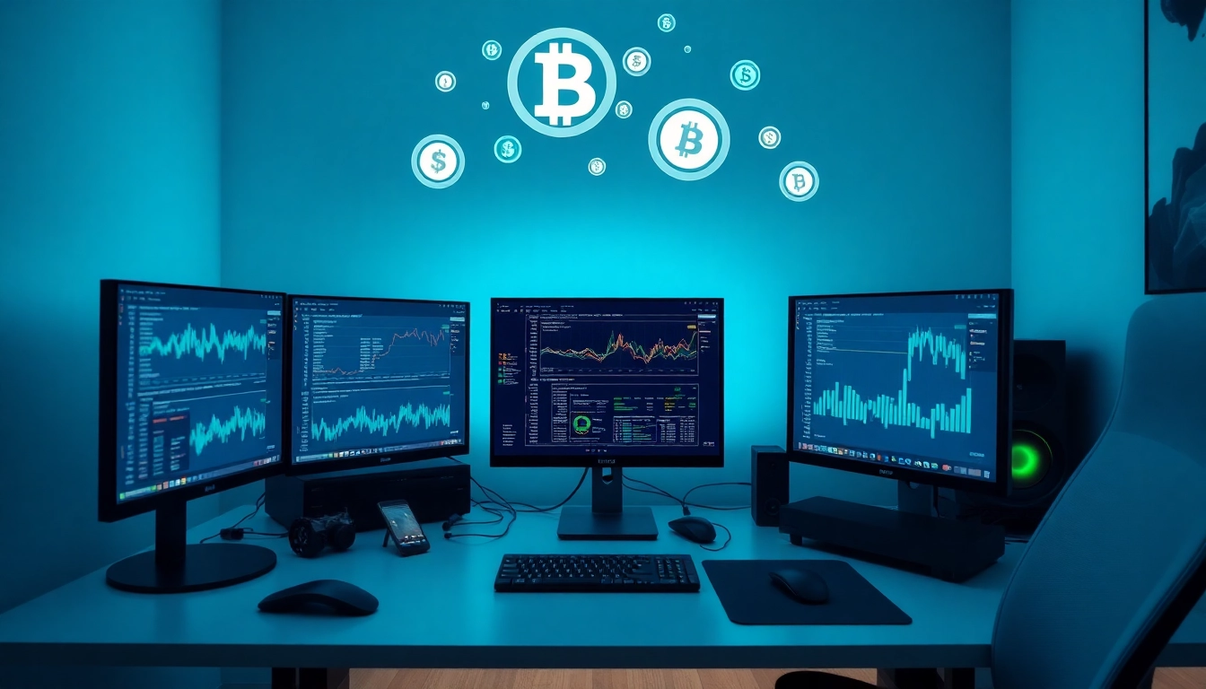 Showcasing top cloud mining tools and technology in a modern office.