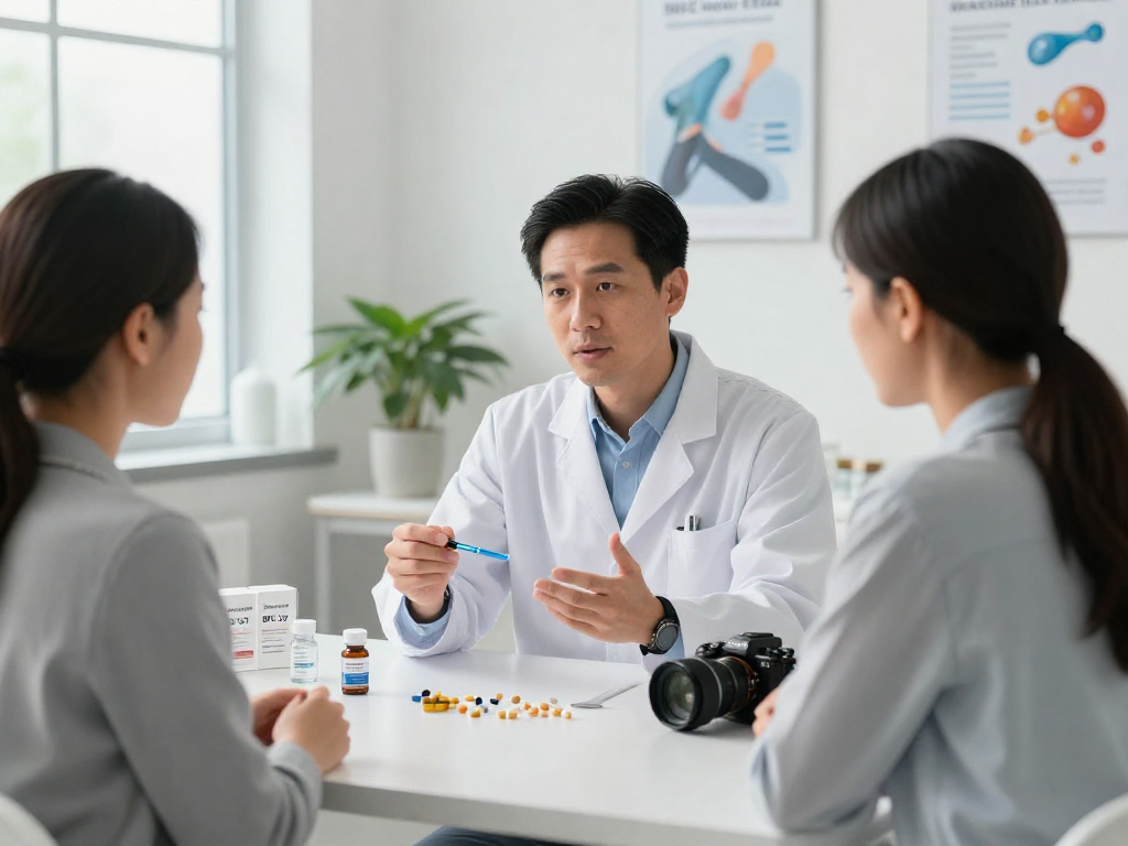 BPC 157 benefits explained in a healthcare consultation setting with modern delivery methods.