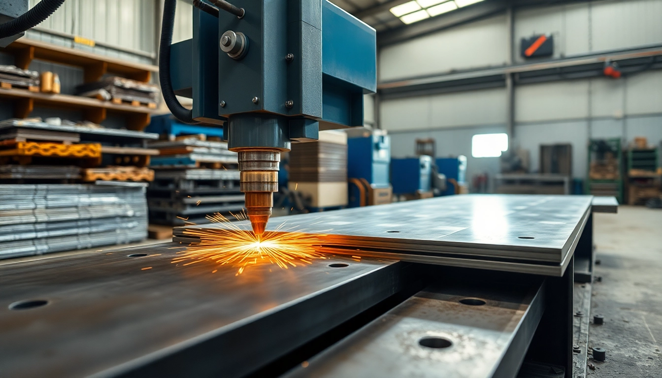 Precision plate cutting in action showcasing advanced CNC machines creating clean cuts.