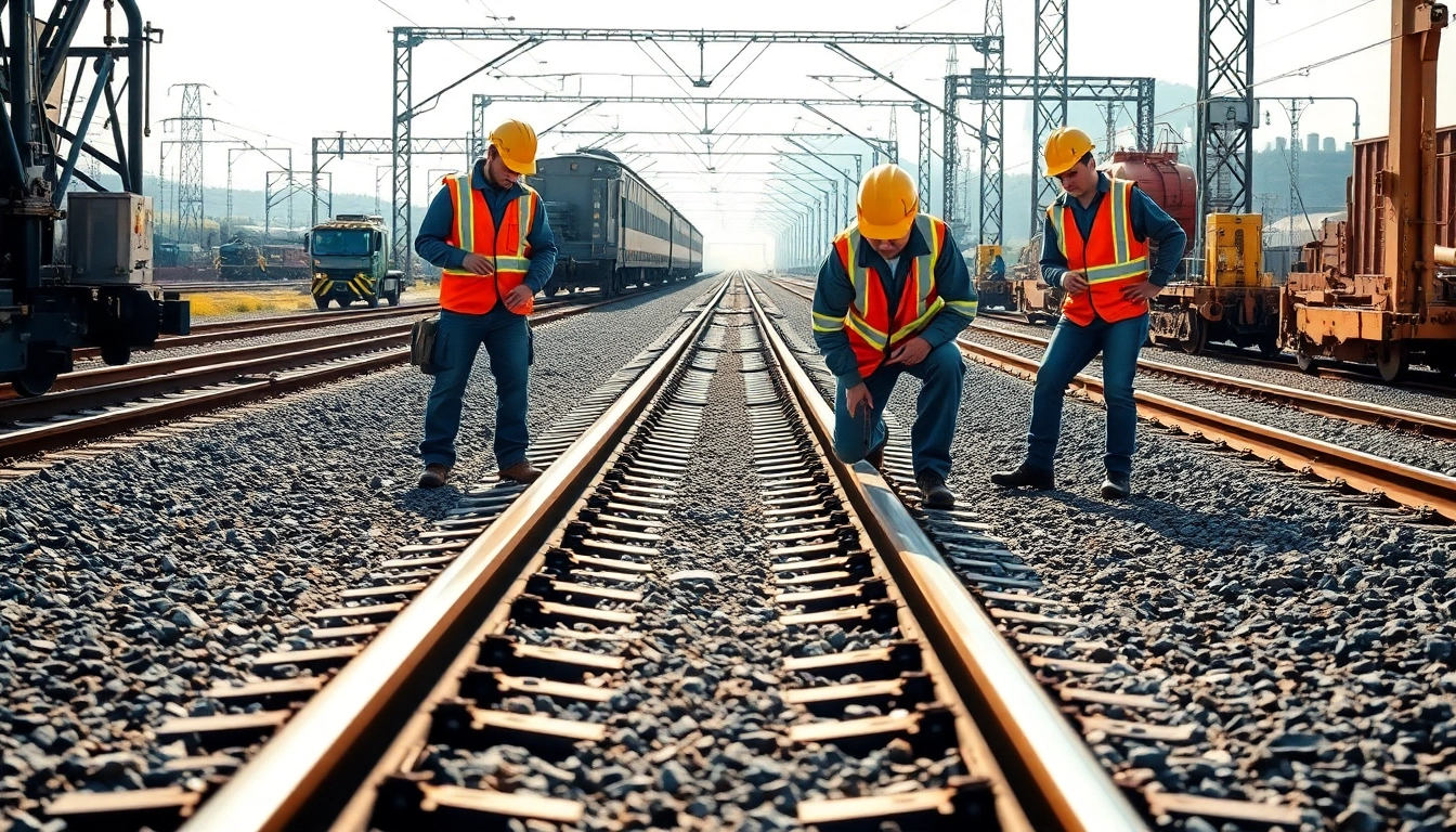 Railroa Maintenance Services in action as a team repairs railroad tracks with precision and safety.
