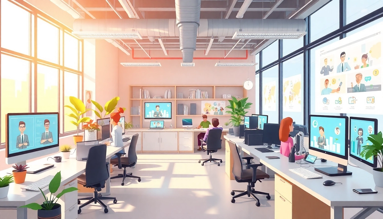 Erstellen einer Unternehmensanimation mit lebhaften Charakteren und kreativen visuellen Elementen.