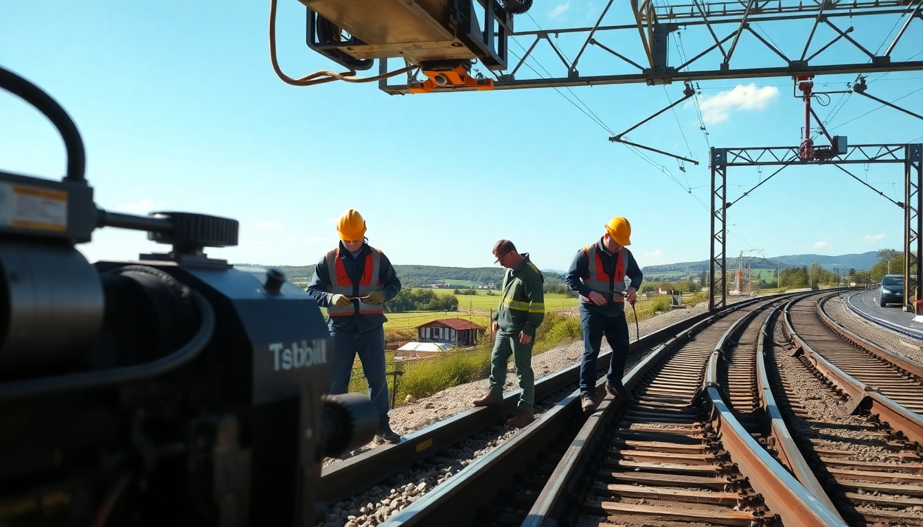 Railroa Maintenance Services team performing track repairs with professional tools and equipment.
