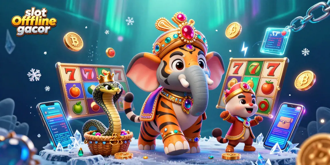 Slot offline gacor dengan elemen slot modern dan karakter 3D penuh warna.