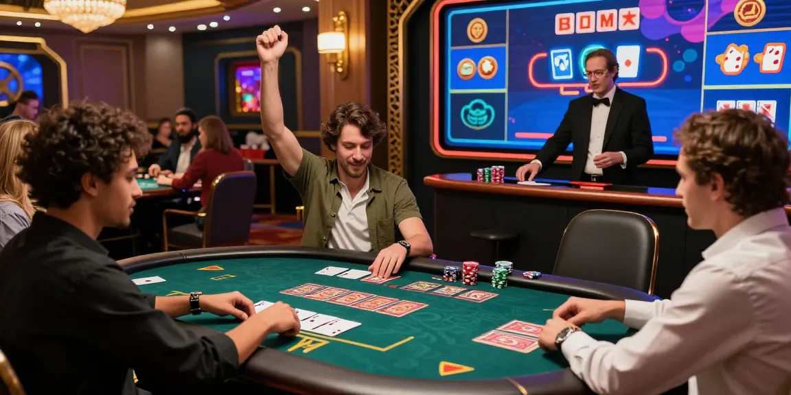 Players enjoying online casinos that accept credit cards, celebrating wins in a vibrant digital casino environment, showcasing excitement and engagement.