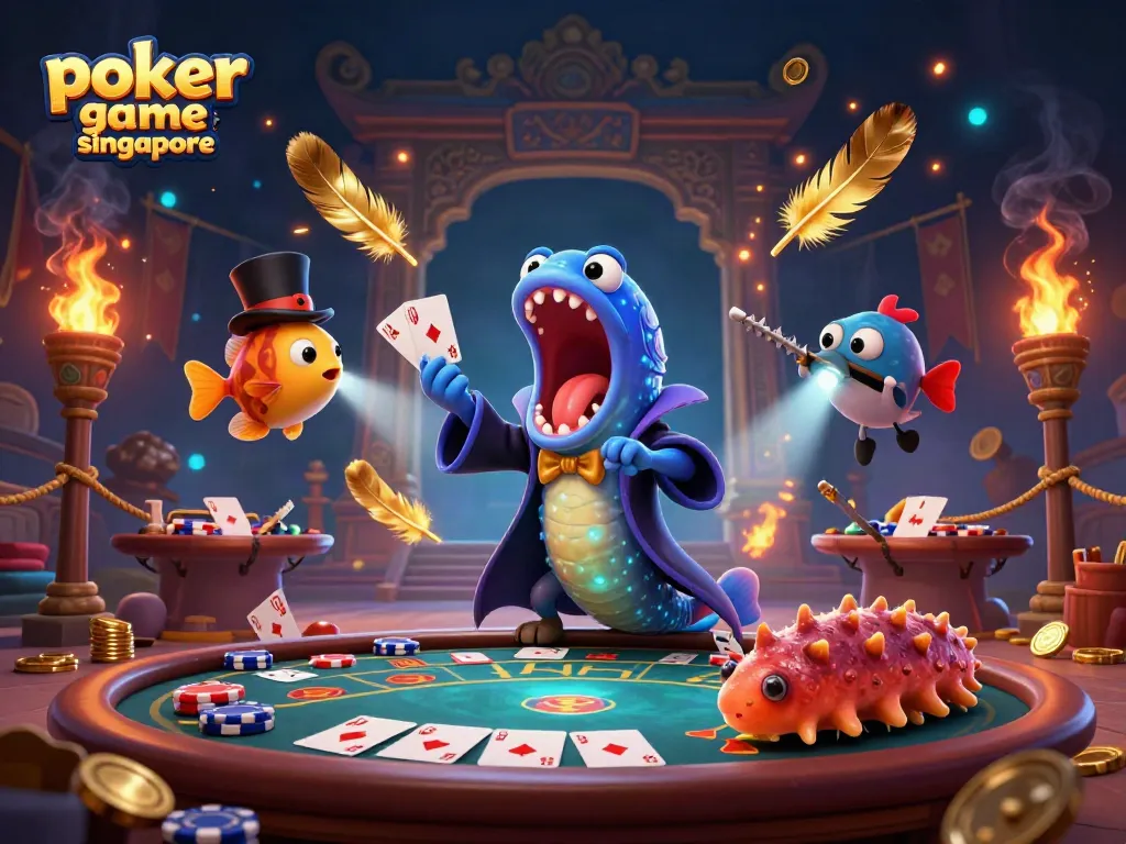 Engaging poker game online singapore featuring a magical scene with vibrant characters and casino elements.