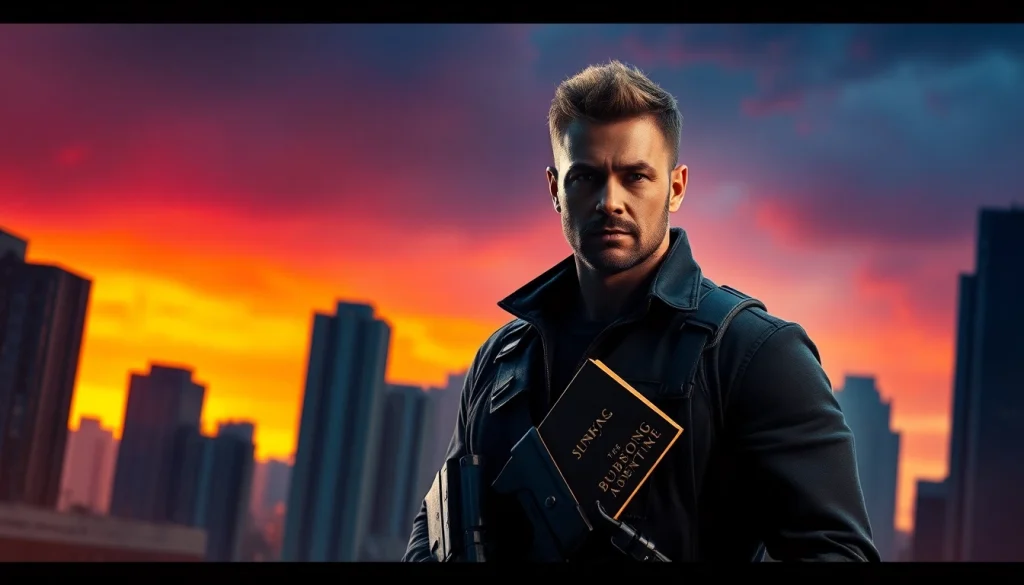 Action hero ready for adventure in Better than Reacher-inspired urban setting.