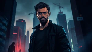 Thrilling cover design representing a protagonist better than Reacher amidst urban danger.