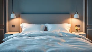 Cuscini per letto di alta qualità su un elegante letto matrimoniale.