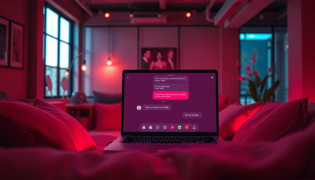 Engaging 'sex ai chat' interface in a cozy loft setting with ambient lighting.