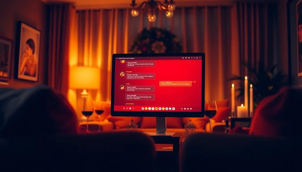 Engaging porn chat interface with warm ambiance, inviting atmosphere, and intimate decor.