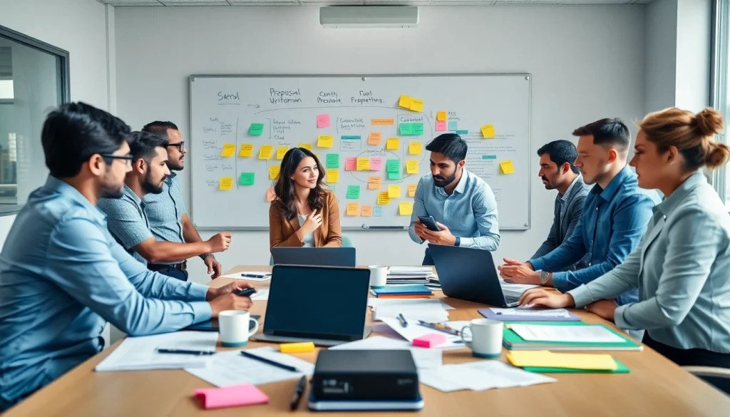 Team engaged in Proposal Writing and Management processes in a collaborative office environment.
