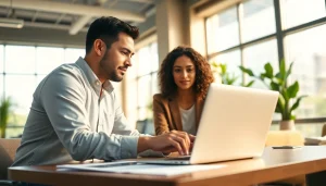 Job Help: Career coach providing guidance to a job seeker in a professional office environment.