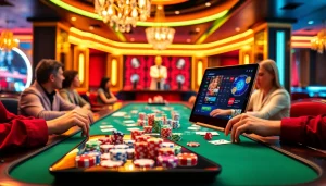 Thu hút người chơi tại bàn casino cg79 với những lá bài bắt mắt và các chip màu sắc.