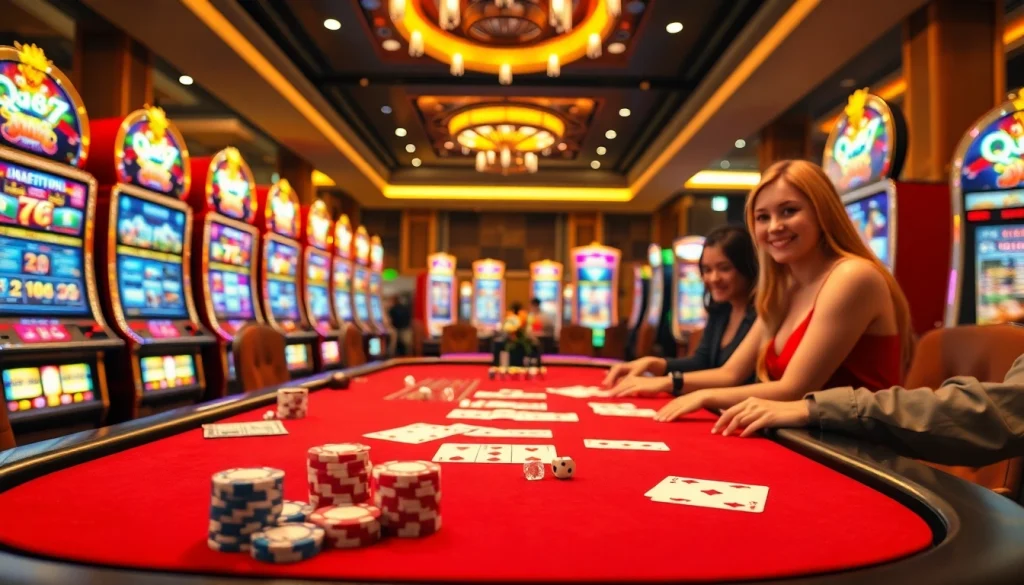 Experience the thrill of QH88 at a luxurious casino table filled with vibrant poker chips and cards.