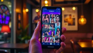 スマートフォンに表示されたインスタ エロ垢の投稿を特徴とする魅力的なInstagramのフィード。魅力的なモデルと鮮やかな写真を披露。