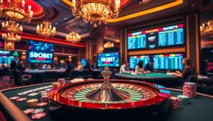 Experience thrilling sbobet betting with colorful chips and live roulette action.