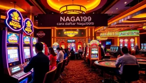 Engage with cara daftar Naga169 at a vibrant casino scene featuring lively slot machines and exciting gameplay.