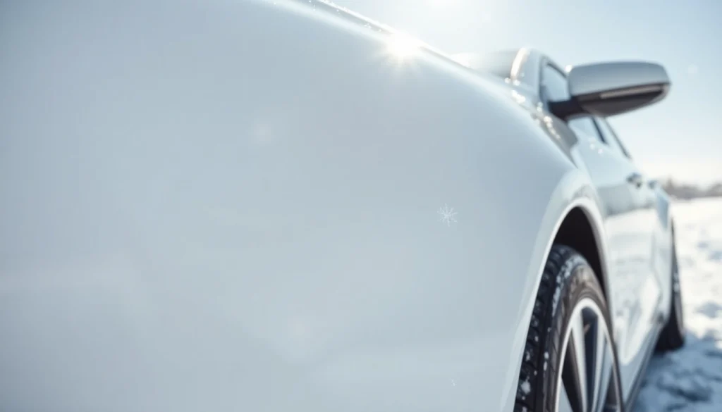 PPF winter road salt protection shields vehicle against winter damage in snowy environment.