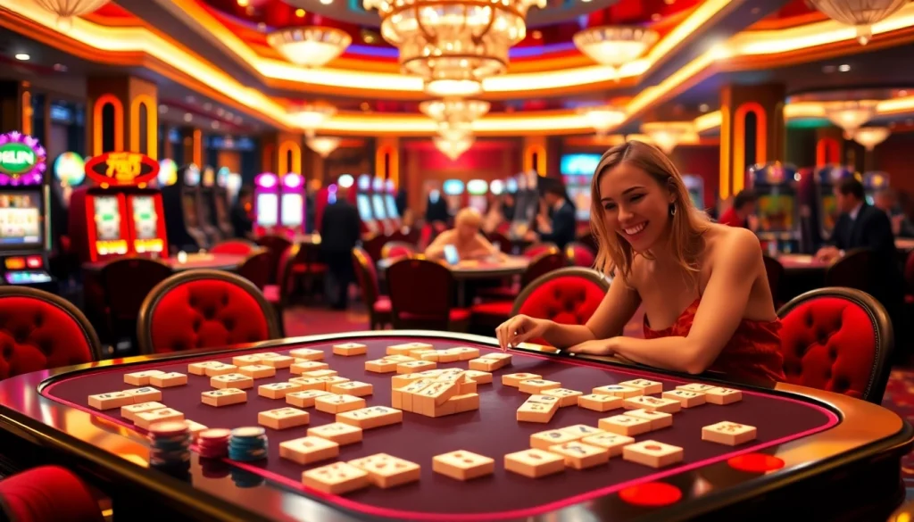 Adegan yang memikat dari permainan Mahjong Ways 2 dalam suasana kasino mewah, menonjolkan kegembiraan dan strategi.